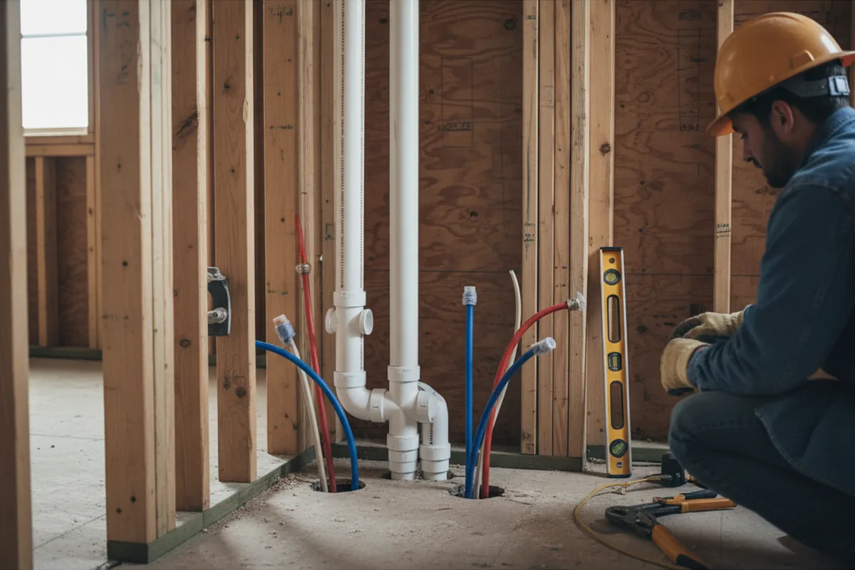 Drain and supply rough-in during Drain Cleaning in Montgomery